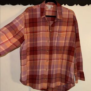 Plaid Boyfriend Fit Red and Pink Shirt